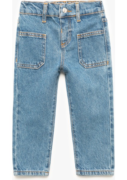 Pamuklu Cep Detaylı Denim Pantolon