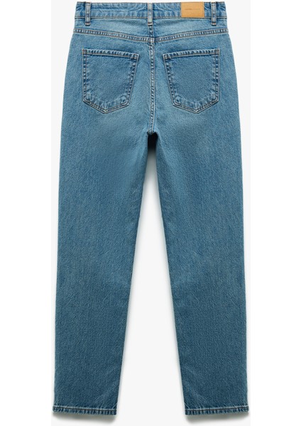 Pamuklu Düz Paça Cepli Düğmeli Jean Pantolon - Straight Jeans fiyatları