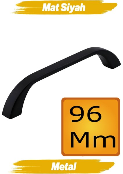 Neslin Kulp 96 mm Siyah Metal Mutfak Mobilya Çekmece Mutfak Dolap Dolabı Kulpları Kapak Kulbu 9.6 cm