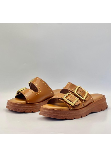 Rosa Taba Hakiki Deri Tokalı Zımbalı Kadın Terliği fırsatları