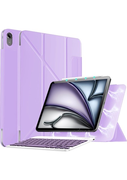 Ipad Air 13 2024 2025 Magic Klavyeli Slim Kılıf Mıknatıslı Kilit Tutuculu Akıllı Kapak