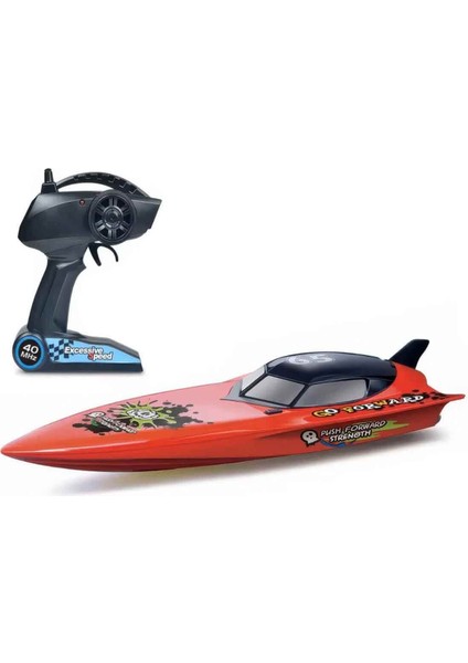 Motorlu USB Şarjlı Uzaktan Kumandalı Yarış Teknesi 74 cm - Kırmızı