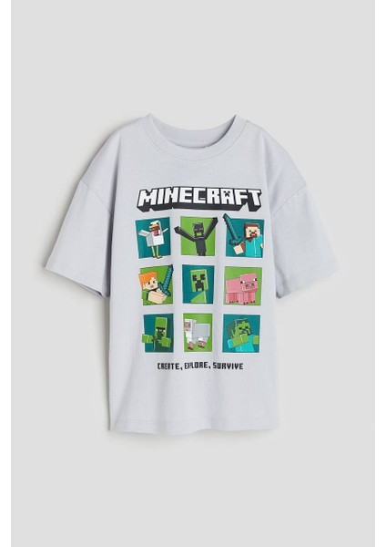 Minecraft Baskılı Çocuk Tişörtü