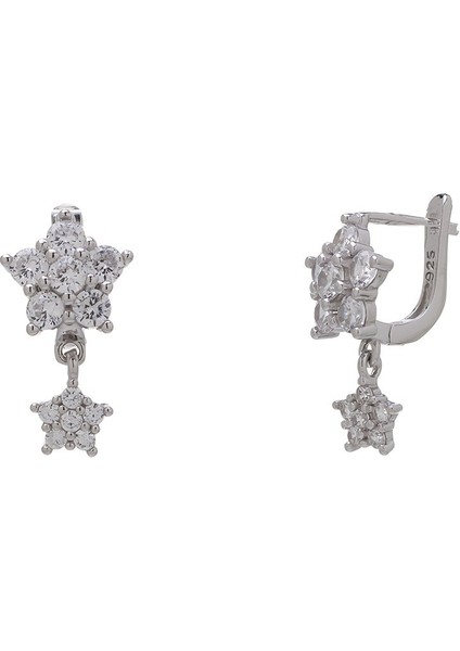 Çiçek Model-4 925 Ayar Gümüş Zirkon Taşlı Kadın Küpe