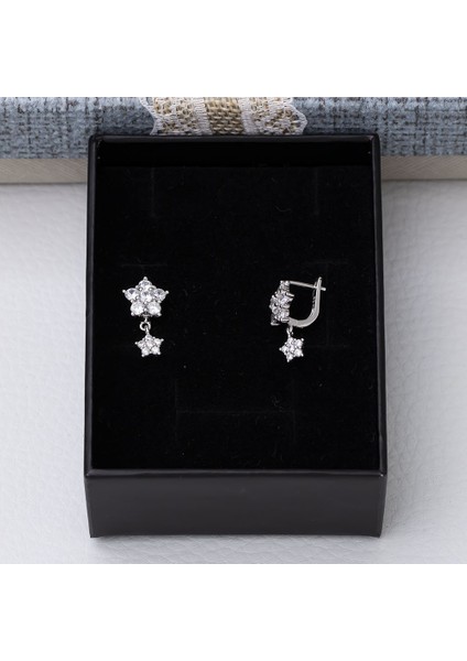 Çiçek Model-4 925 Ayar Gümüş Zirkon Taşlı Kadın Küpe fırsatları