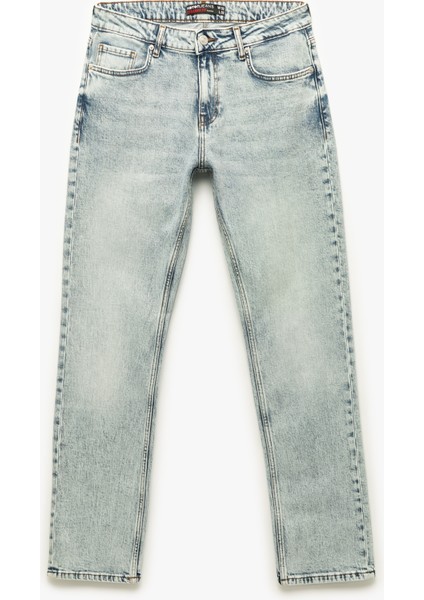 Normal Bel Pamuklu Düğmeli Straight Fit Jean Pantolon - Mark Jean fırsatları
