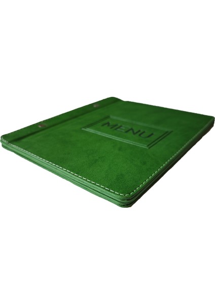A5 - 5 Yapraklı Deri Menü Kabı - 23X15 cm (Yeşil)
