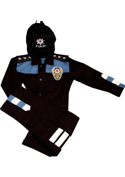 Çocuk Polis Kıyafeti (Şapka, Gömlek, Pantolon Takımı) 0-Toplum Polisi modelleri