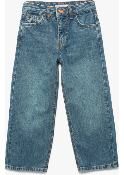 Pamuklu Cepli Straight Fit Denim Pantolon