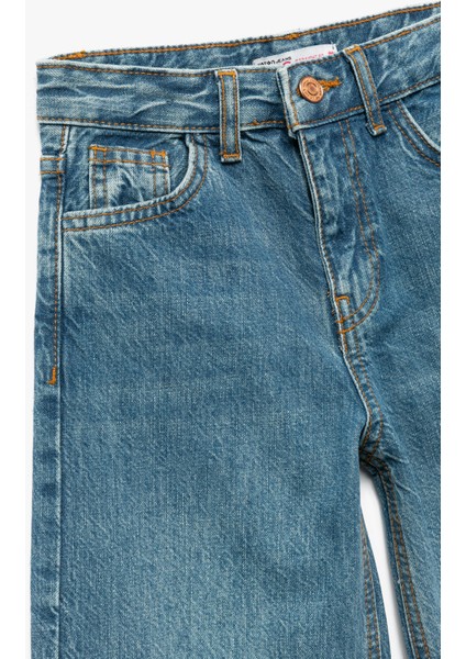 Pamuklu Cepli Straight Fit Denim Pantolon modelleri