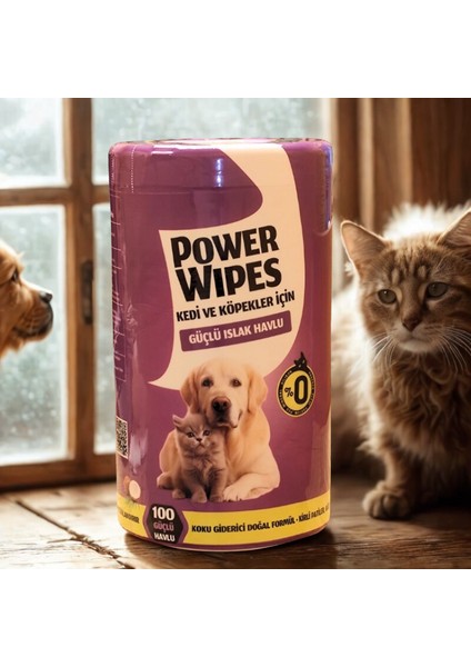 Power Wipes – Kedi ve Köpekler Için Doğal Islak Mendil (100 Adet)