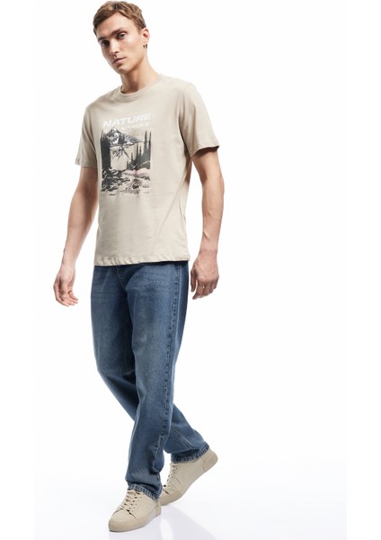 Normal Bel Pamuklu Cepli Vintage Straight Fit Jean Pantolon