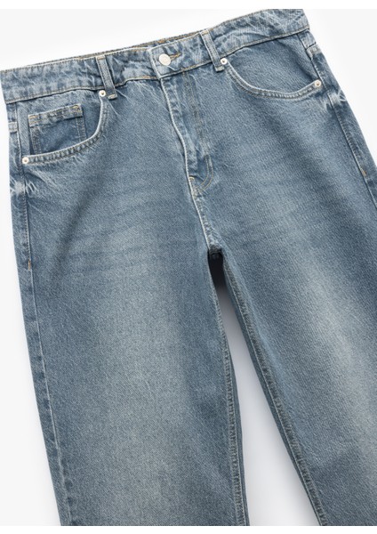 Normal Bel Pamuklu Cepli Vintage Straight Fit Jean Pantolon fırsatları