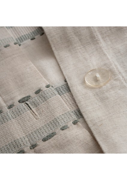 Delfin Çift Kişilik Nevresim Takımı %100 Organik Pamuk Keten Yeşil 200X220 cm