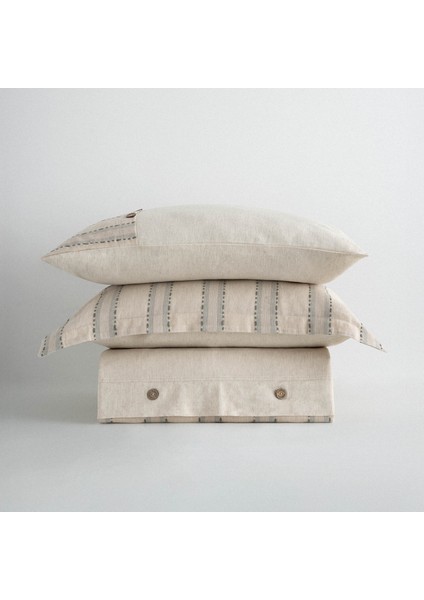 Delfin Çift Kişilik Nevresim Takımı %100 Organik Pamuk Keten Yeşil 200X220 cm