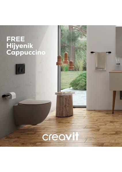Free Rim-Off Duroplast Yavaş Kapanan Klozet Kapaklı Mat Cappucino Set