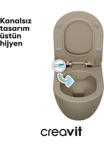 Free Rim-Off Duroplast Yavaş Kapanan Klozet Kapaklı Mat Cappucino Set fiyatları