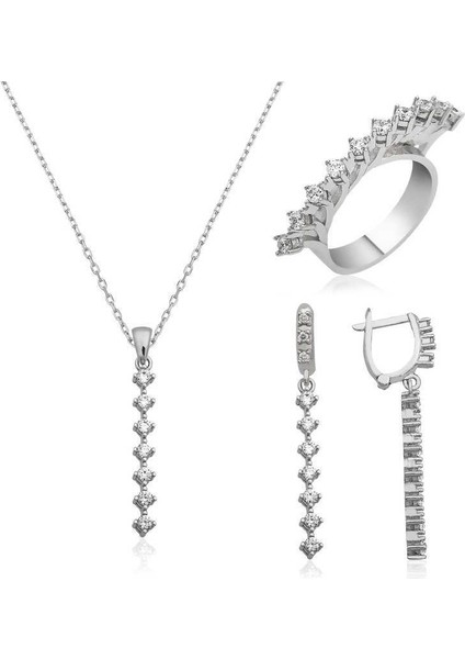 Gümüş Sıra Taşlı Bayan Set - 20