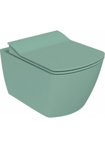 Elegant Rim-Off Duroplast Yavaş Kapanan Klozet Kapaklı Nil Yeşili Set