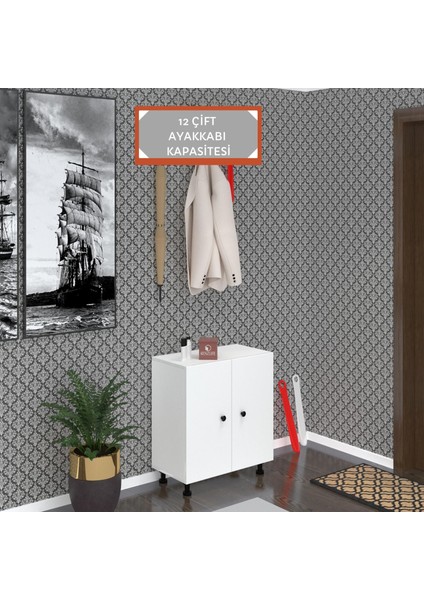 Kenzlife Ayakkabılık Cimcime4 Gribyz 68*060*32 Kapaklı 4 Raflı 12 Çift Ayakkabı Kapasitesi