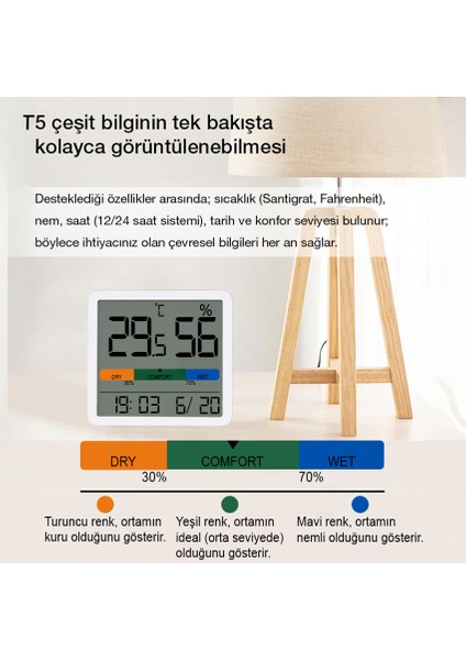 Kalibrasyon Menülü Sıcaklık Nem ve Saat Göstergesi | Vgw 23 modelleri