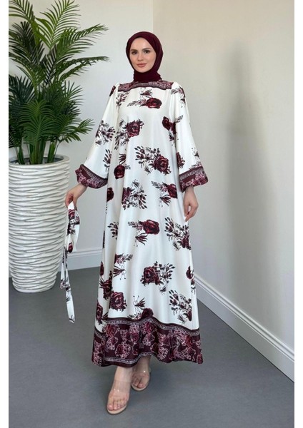 Ellarose Saten Elbise Bordo modelleri