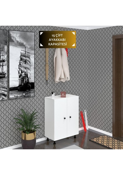 Kenzlife Ayakkabılık Cimcime5 Byzbyz 83*060*32 Kapaklı 5 Raflı 15 Çift Ayakkabı Kapasitesi