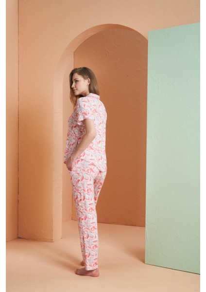 Kadın Pembe Önden Düğmeli Pijama Takımı 27050 fırsatları