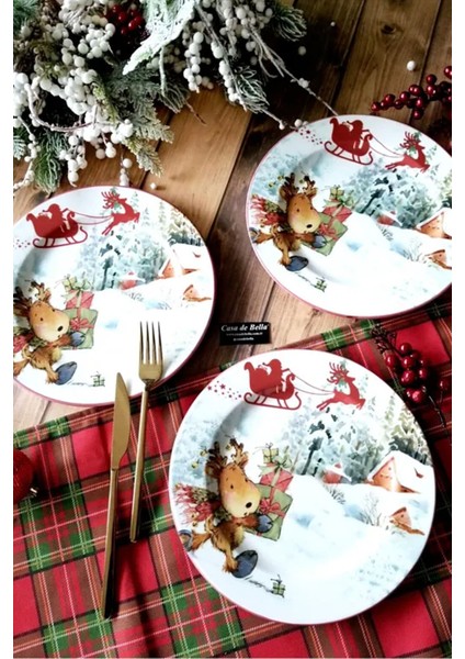 Jingloo 6’lı Dijital Baskı Yılbaşı Pasta Tabağı Seti – 20 cm