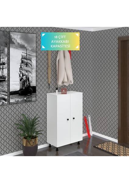 Kenzlife Ayakkabılık Cimcime6 Byzbyz 98*060*32 Kapaklı 6 Raflı 18 Çift Ayakkabı Kapasitesi