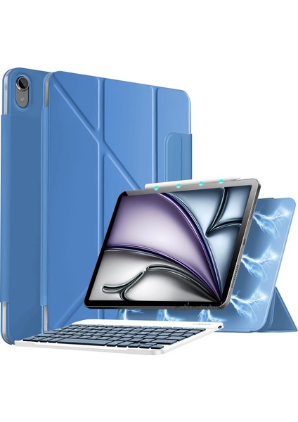 Ipad 11. Nesil A16 11INÇ / 10. Nesil 10.9inç 2022 2025 Magic Klavyeli Slim Kılıf Mıknatıslı Kilit Tutuculu Akıllı Kapak
