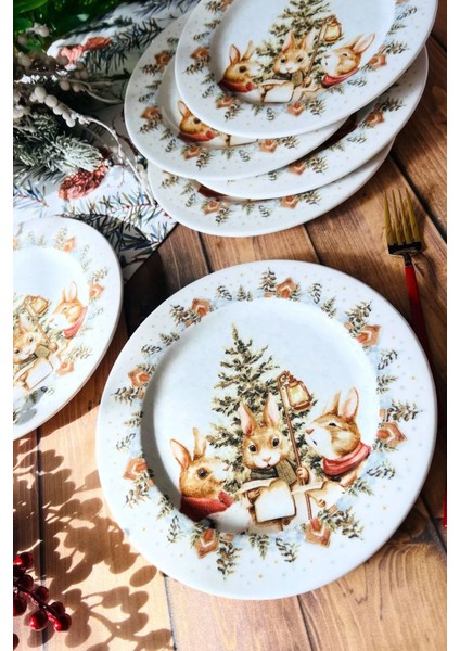 Winterie 6’lı Dijital Baskı Yılbaşı Servis Tabağı Seti – 26 cm