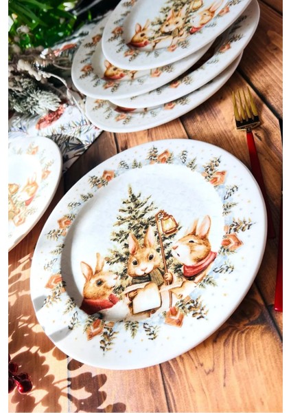 Winterie 6’lı Dijital Baskı Yılbaşı Servis Tabağı Seti – 26 cm