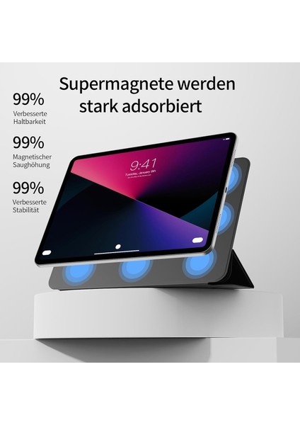 Ipad 11. Nesil A16 11INÇ / 10. Nesil 10.9inç 2022 2025 Magic Klavyeli Slim Kılıf Mıknatıslı Kilit Tutuculu Akıllı Kapak