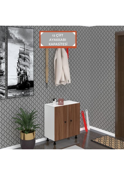 Kenzlife Ayakkabılık Cimcime4 Cvzbyz 68*060*32 Kapaklı 4 Raflı 12 Çift Ayakkabı Kapasitesi