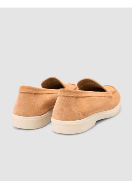 MonaMae %100 Hakiki Deri Turuncu Süet Kadın Loafer modelleri