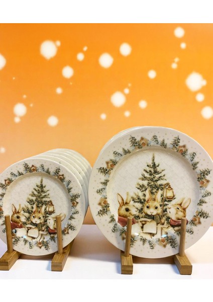 Winterie 6’lı Dijital Baskı Yılbaşı Pasta Tabağı Seti – 20 cm