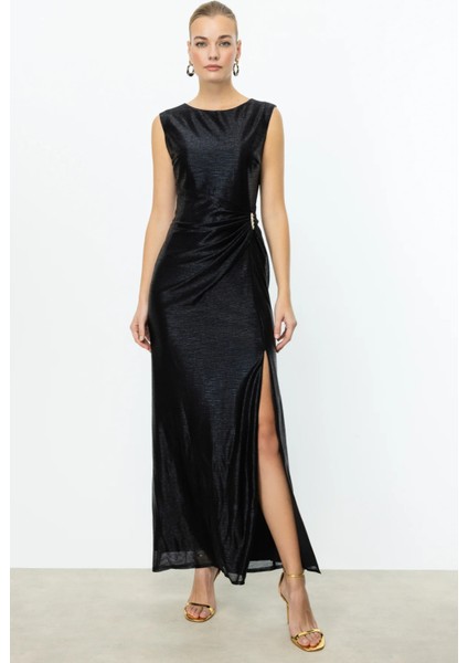 Parlak Kumaş Maxi Boy Abiye Elbise fiyatları