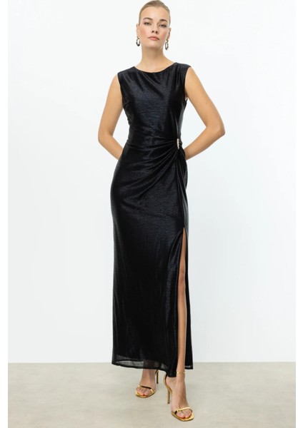 Parlak Kumaş Maxi Boy Abiye Elbise modelleri