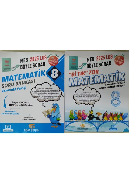 Sinan Kuzucu Yayınları Lgs 2025 8. Sınıf Matematik Soru Bankası+Bi Tık Zor Matematik Soru Bankası