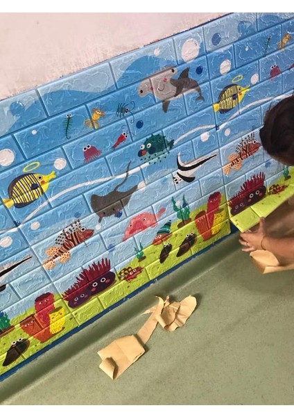 70X77CM (0,53M2) Kendinden Yapışkanlı Çocuk Odası Esnek Sünger Duvar Paneli modelleri