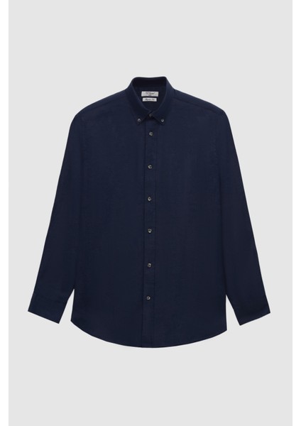 Ds Damat Comfort Lacivert Düz Gömlek