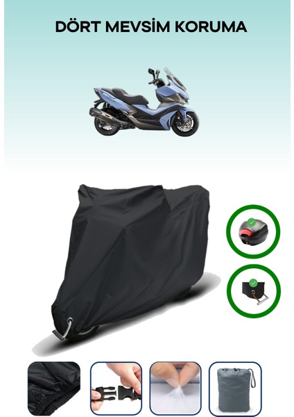 Kymco Xciting Vs 400 Için Arka Çanta Ve Kilit Uyumlu Siyah Motosiklet Branda, Güvenli