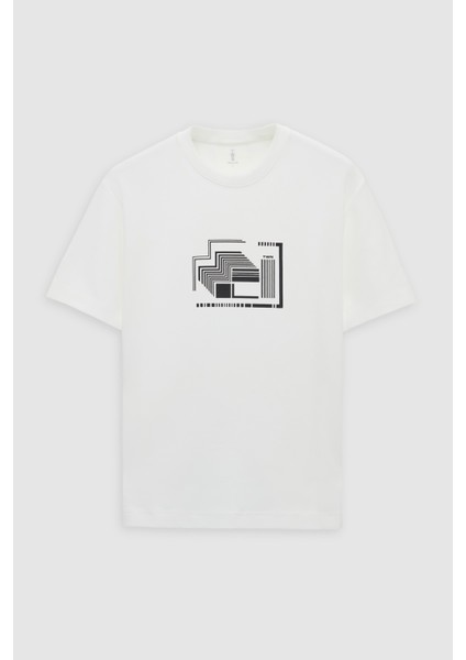 Relaxed Fit Ekru Düz T-Shirt indirimleri