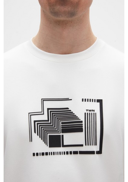Relaxed Fit Ekru Düz T-Shirt