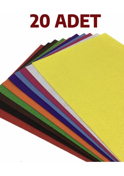 20 Adet A4 Keçe Karışık Renk 20X30 cm.