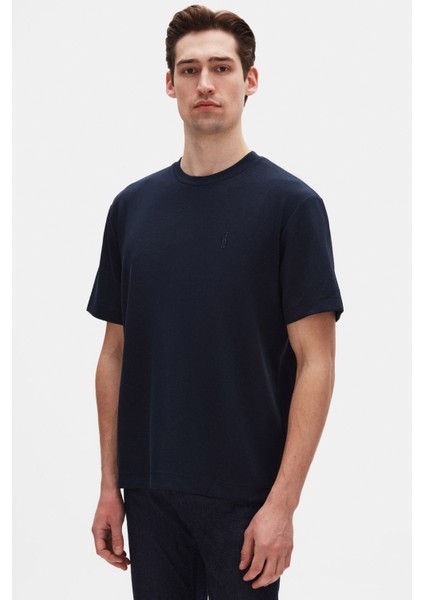 Relaxed Fit Lacivert Düz T-Shirt