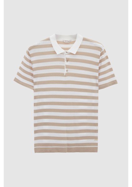 Ds Damat Regular Fit Bej Çizgili T-Shirt indirimleri