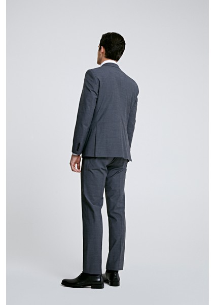 Ds Damat Slim Fit Gri Yünlü Travel Takim Elbise