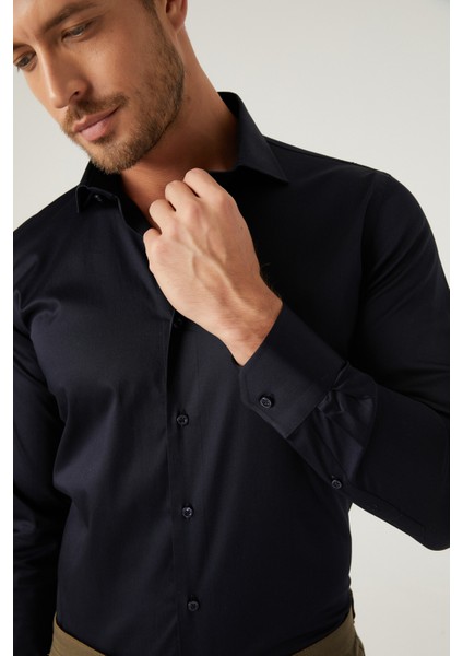 Ds Damat Slim Fit Lacivert Düz Gömlek fiyatları